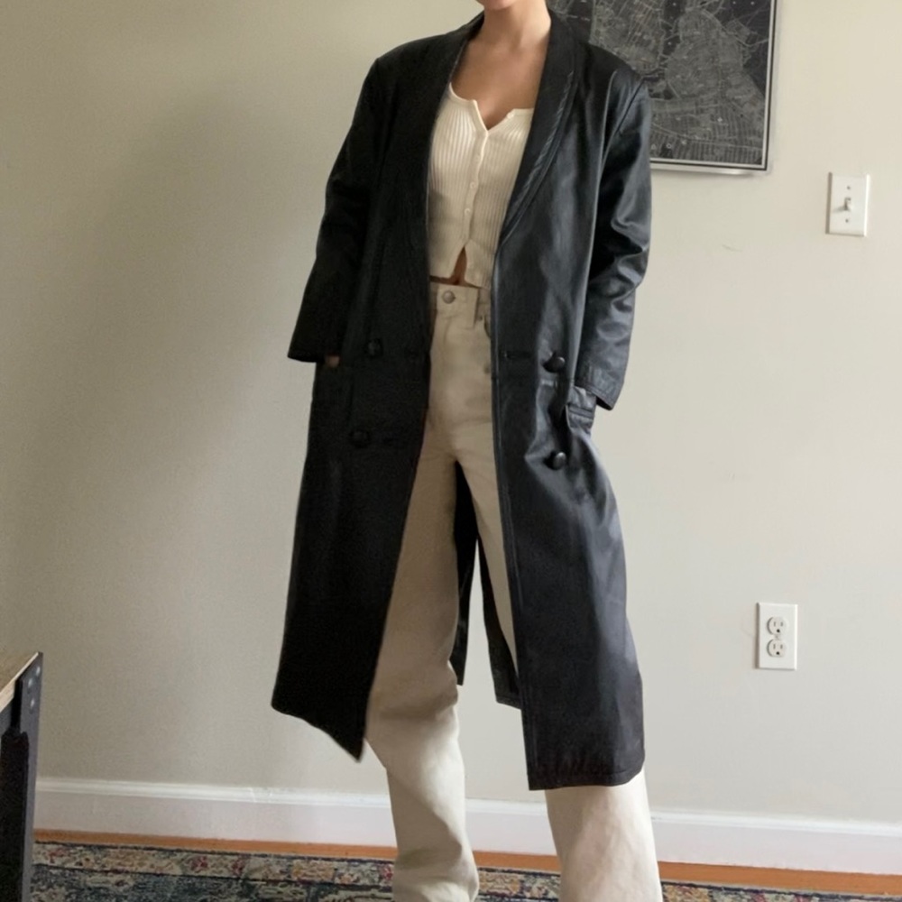 vintage black genuine leather jacket
